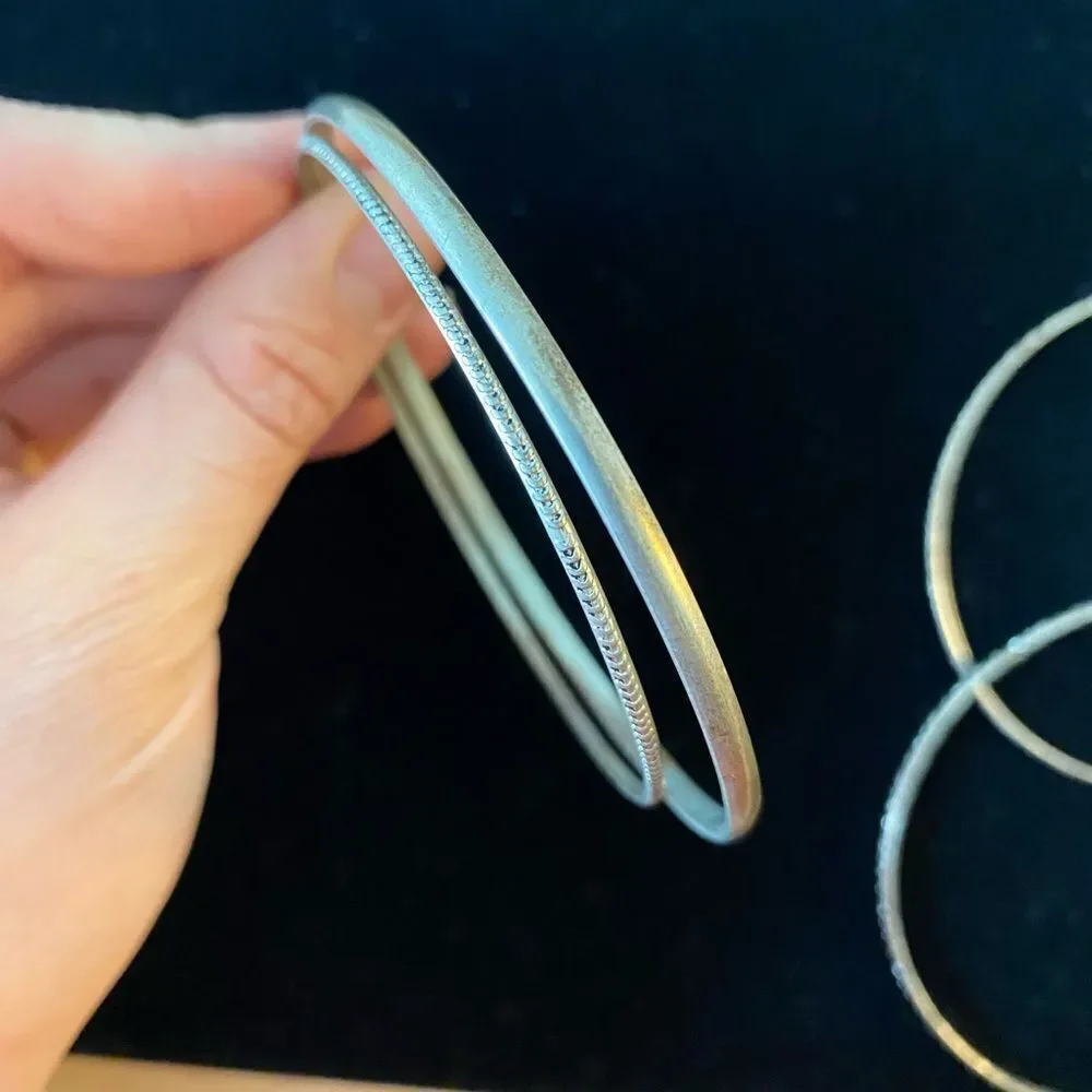 Y2K Lot of 13 Quality Chic Minimalist Silver Bangles